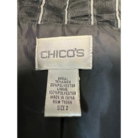 Chicos Black & White Striped Textured Blazer Jacket Size 2 US L - Picture 6 of 8